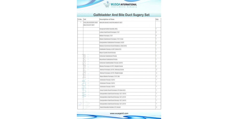 Gallbladder And Bile Duct Set